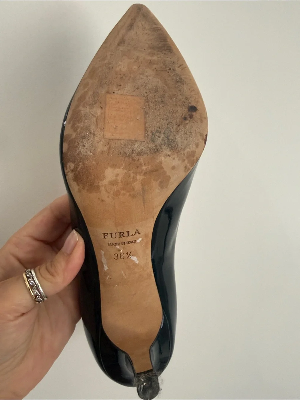 Furla Black Patent Pointed-Toe Pumps